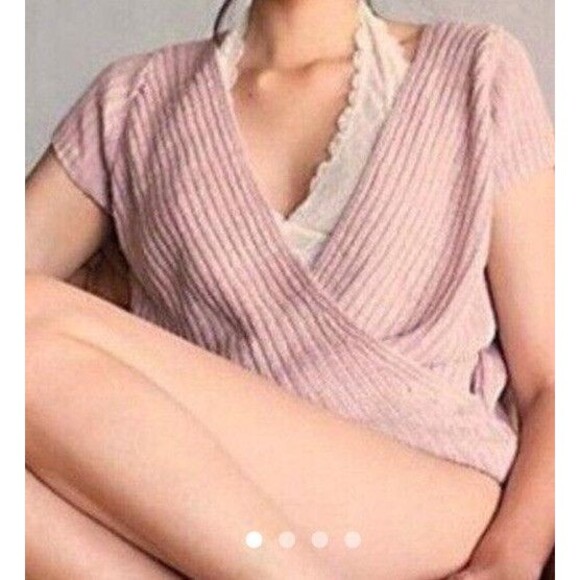 Free People Beach Women's 100% Linen Wrap Sweater Pink Knit Beachy Boho Large - Picture 5 of 11